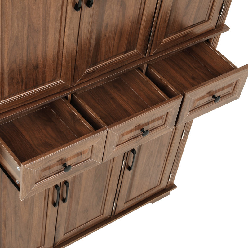 Armoire de cuisine haute avec 3 plateaux coulissants, Brown