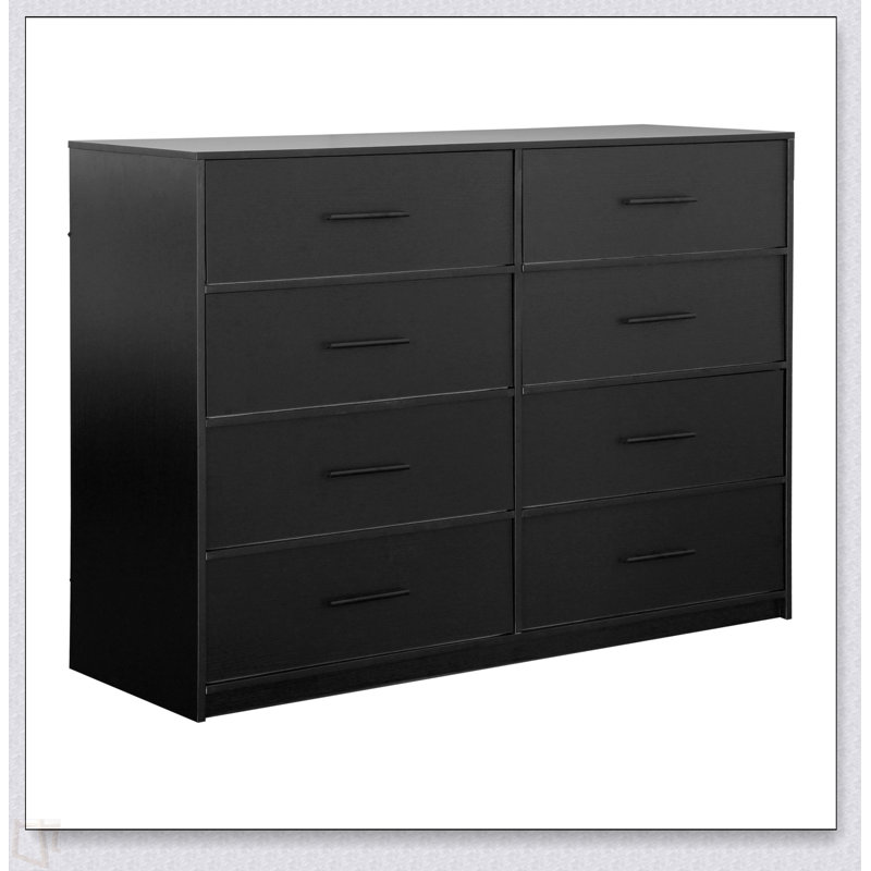 Commode 8 tiroirs avec grands tiroirs en tissu, Noir