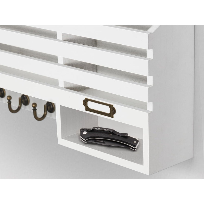 The Easy Mounted Key Rack and Mail Organizer with Store Shelf and Four Sturdy Keys Hooks Decor