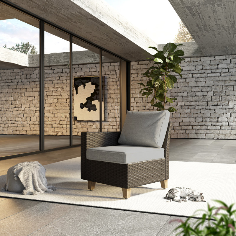 Chaise de patio avec coussins Umeh Design, Accoudoir droit gris