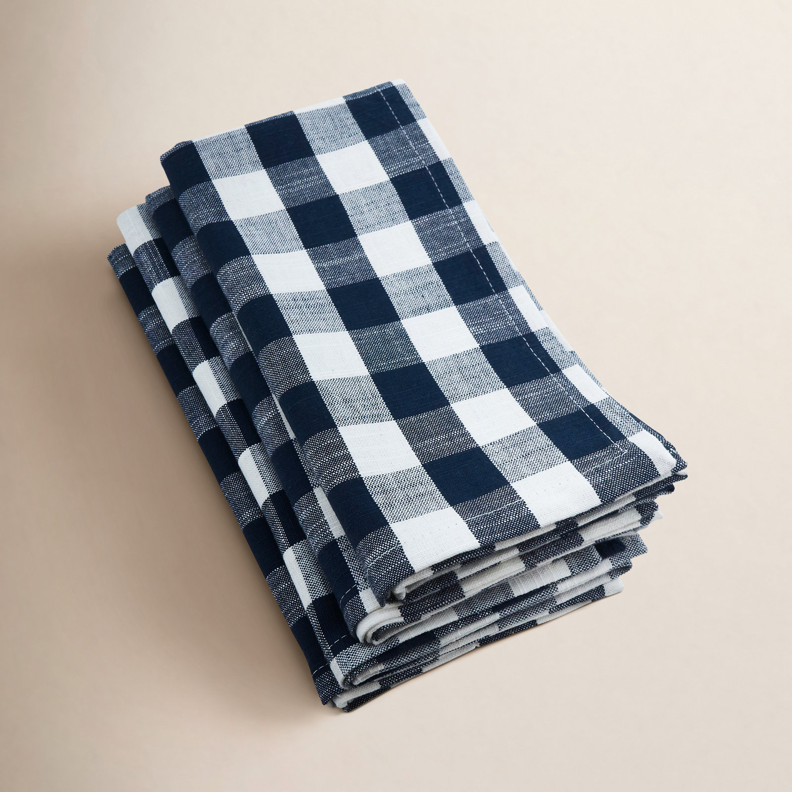 Utopie Cotton Plaid Square Napkin, Navy Blue