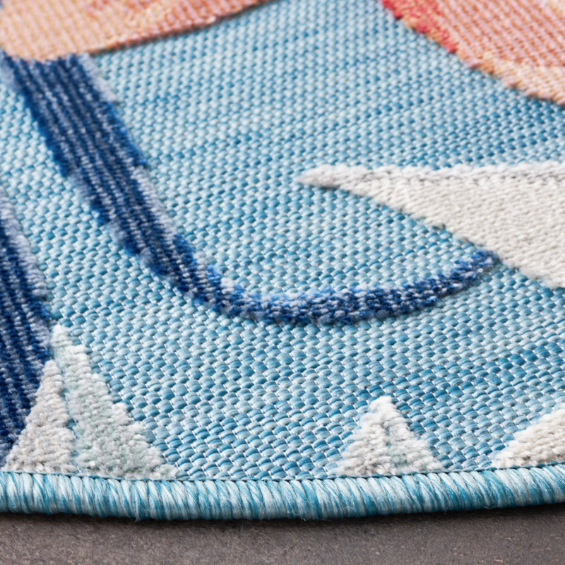 Aadham Floral Navy Blue/Aqua/Rust Indoor / Outdoor Area Indoor/Outdoor Area Rug, Round 5'1"