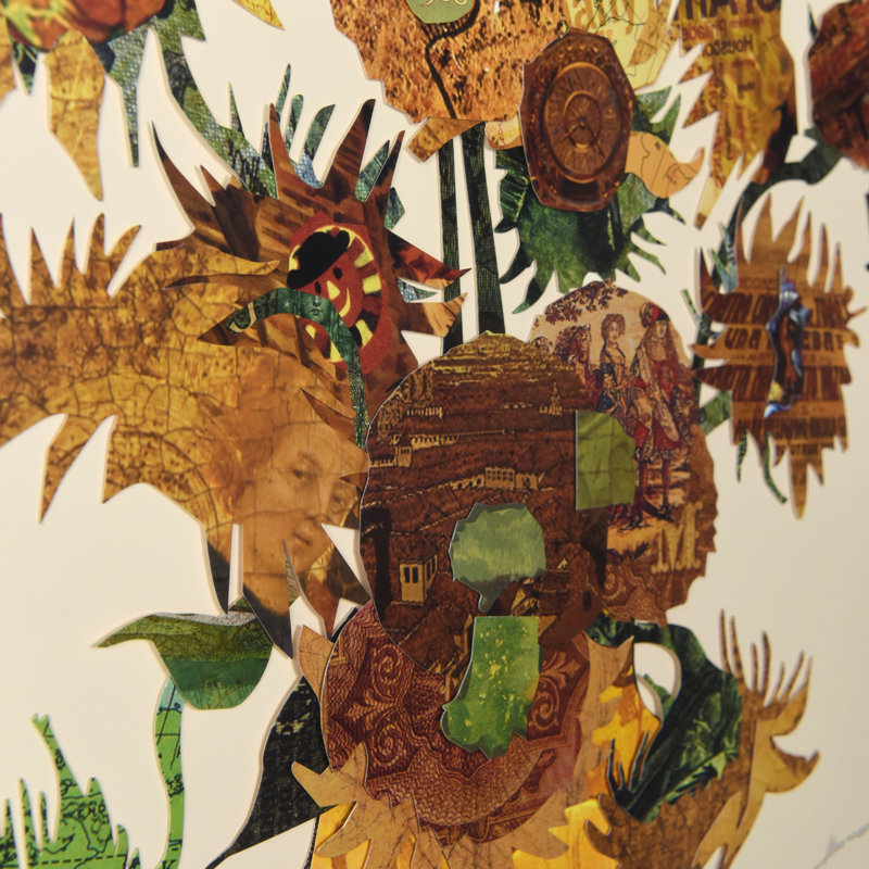 Sunflower Embrace Framed Collage Art
