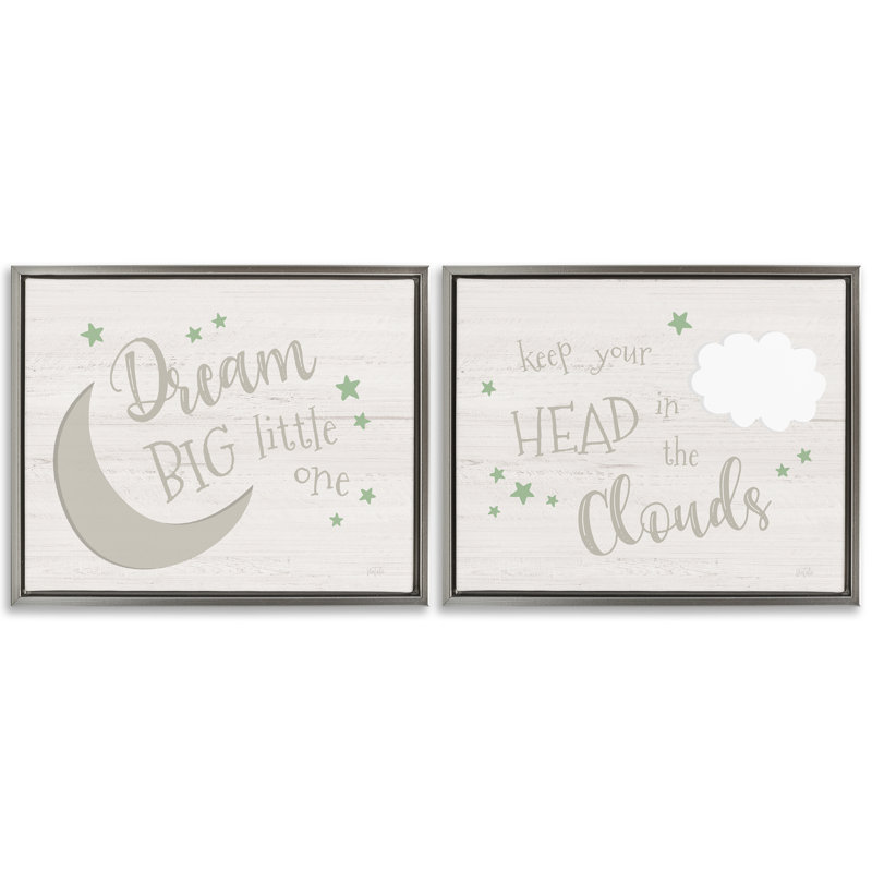  Nursery Dreams Quotes, ensemble de 2 toiles flottantes encadrées par Natalie Carpentieri, H 25 po x l 31 po