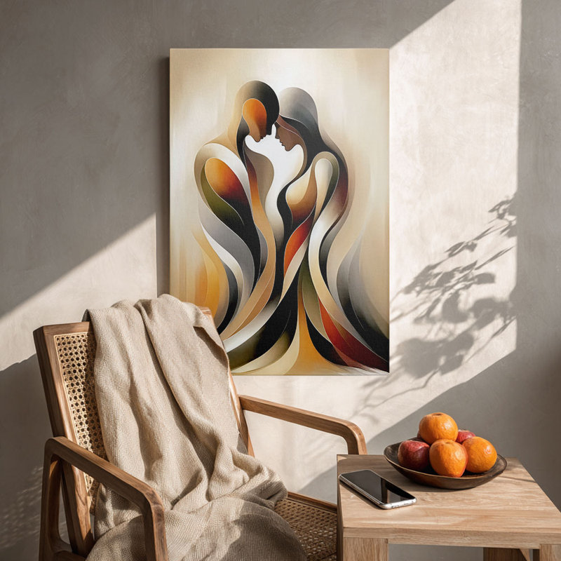 Abstract “Intertwined Couple” Romantic Canvas Wall Art Stretched Frame for Cozy Studio, 36*24 inch (90*60*2cm)