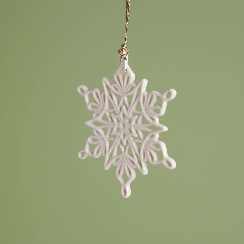 2024 Porcelain Snowflake Ornament with Gold Cord