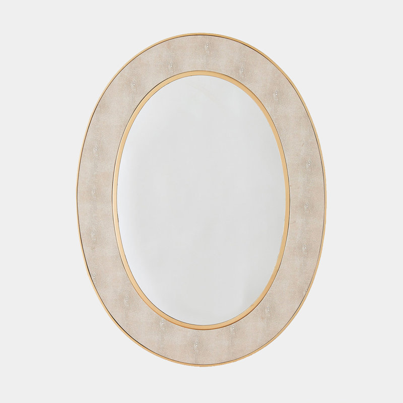 Oval Faux Shagreen Mirror-Gold/Cream, 32" x 24"