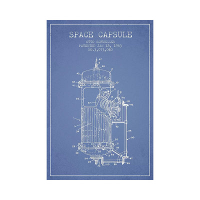 Otto Schueller Space Capsule Patent Sketch (Light Blue) by Aged Pixel - Wrapped Canvas Print