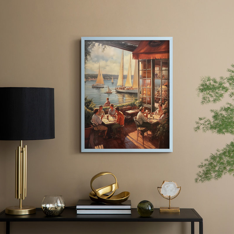 NAUTICAL Series DCxxxi, reproduction encadrée - bois massif, H 11 po x l 9 po, Bleu