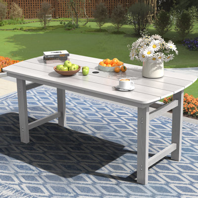 Rectangular Outdoor Dining Table Umbrella Hole , 32 " W 65.8 " D
