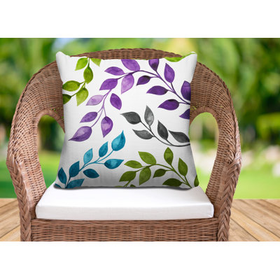 Laurie Floral Leaf Watercolor Square Indoor/Outdoor Throw Pillow