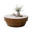 Table basse ronde de 31,5 po avec plateau en pierre frittée - Panneau de fibres à densité moyenne avec base à niveaux en placage de bois, table basse moderne à profil bas pour le salon, blanc-129764175
