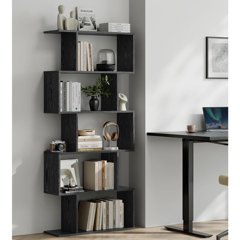 Bibliothèque Szeto, 5 tablettes (H 62,6 po x l 27,6 po x P 9,4 po), Noir ébène, 1