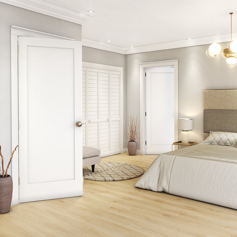 Primed White 80" x 36" Paneled Solid Wood Interior Door
