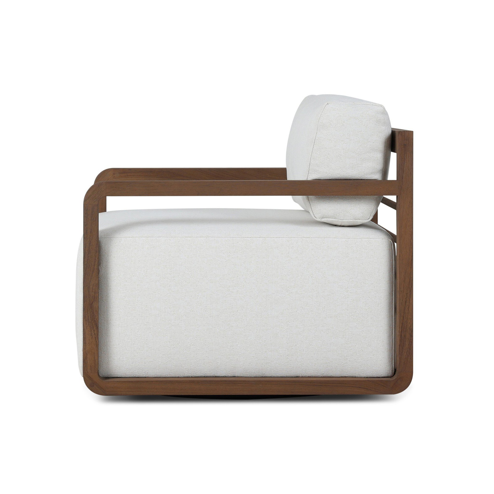 Navarre Swivel Teak Outdoor Lounge Chair, Alessi Linen