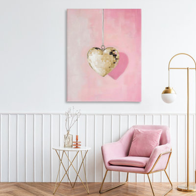 Gold Disco Heart Necklace Canvas, design by Arlington Prints