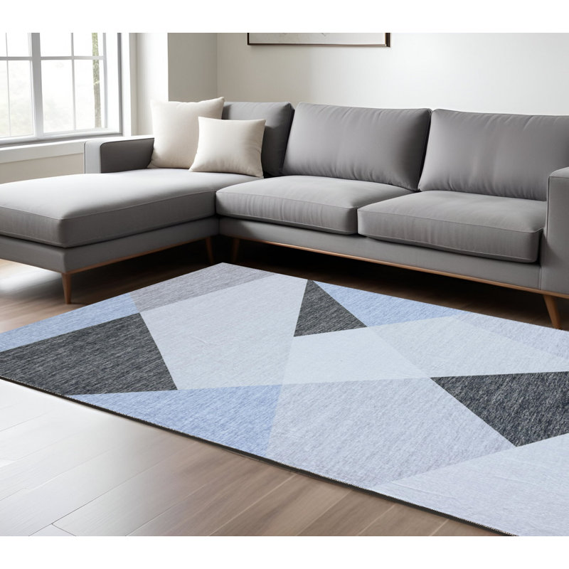 Tapis bleu et gris 8 pi x 11 pi