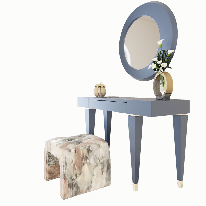 Ensemble coiffeuse et tabouret Venice, Mat