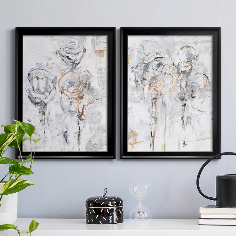 «Spring Wildflowers I», ensemble de 2 peintures sur toile encadrées, H 24,5 po x l 18,5 po x P 1 po, Noir
