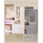 Dressing Table with HD Large Mirror, RGB Light, Glass Tabletop, Vanity Desk with Power Outlet, Vanity Table with 8 Drawers, Display Cabinet for Bedroom