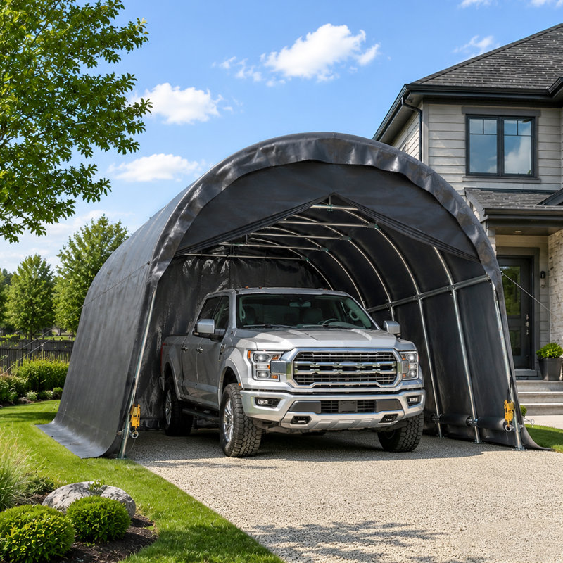 13 ft. W x 20 ft. D Dome Carport Galvanized Steel Frame Waterproof Anti Snow SUV Truck