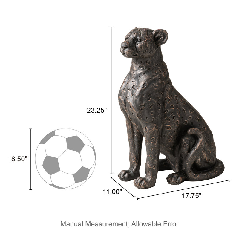 23.25''H MGO Bronze Leopard Statue
