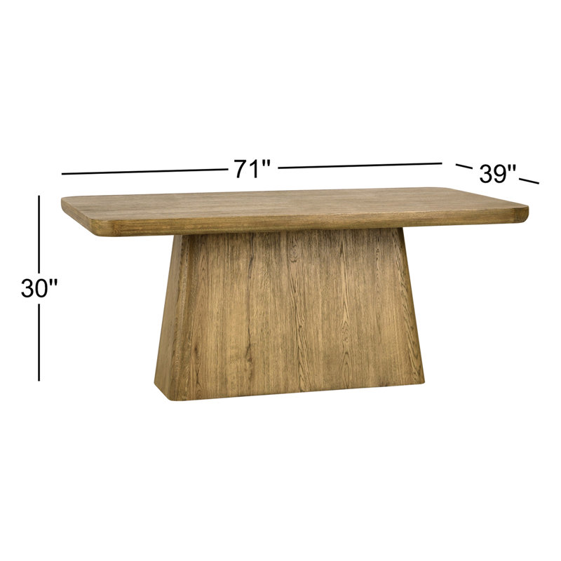 Pedestal Dining Table, Light Brown, 30" H x 71" L x 39" W