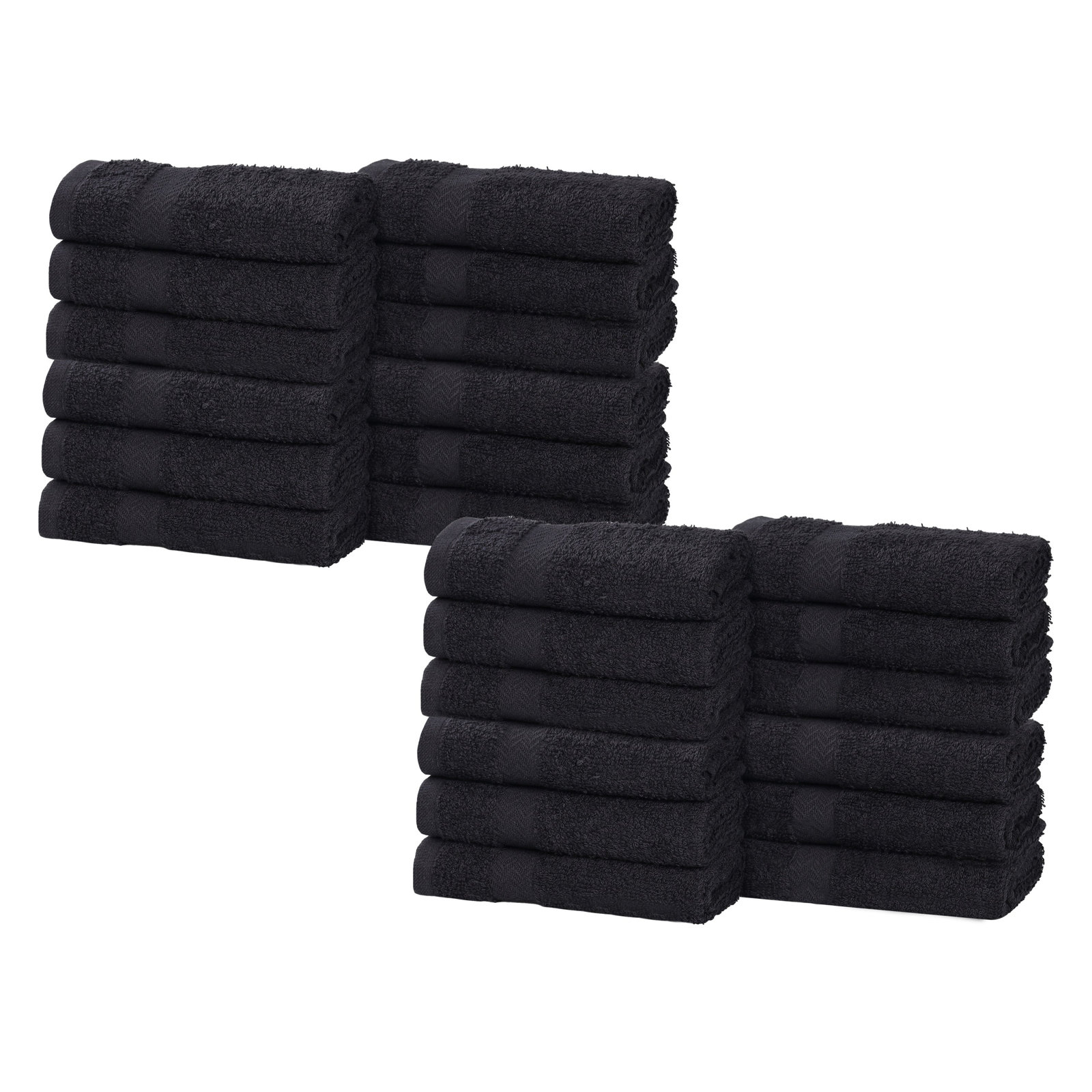 Quick-Drying Cotton Washcloth, Black, 24 Pieces Towel Set