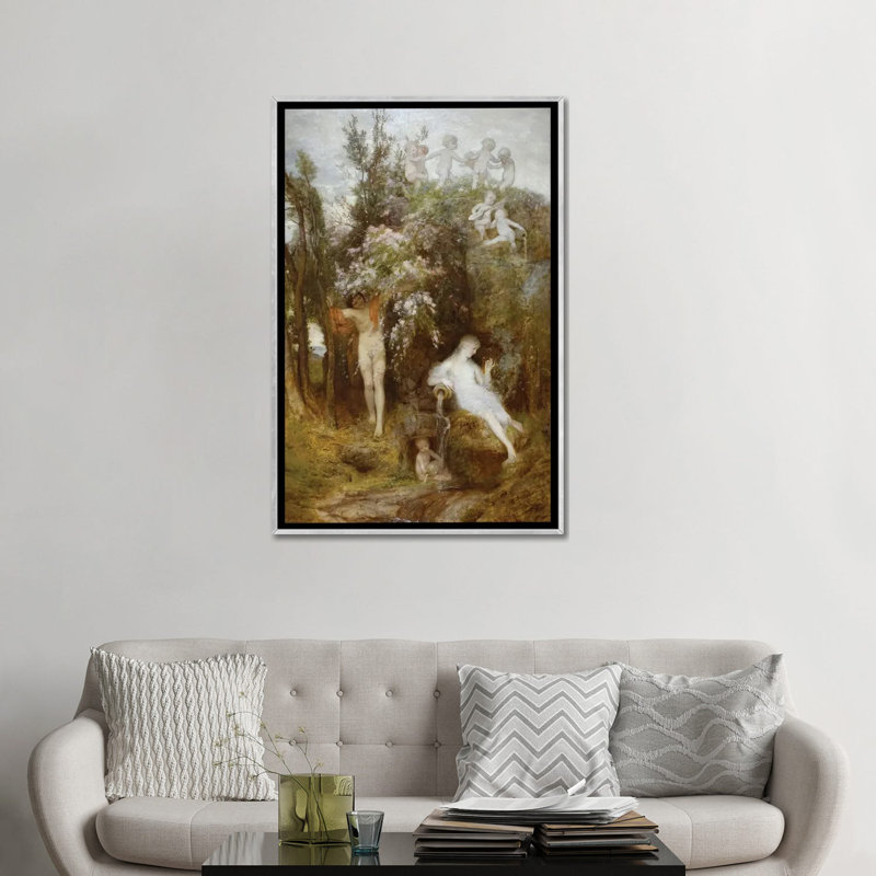«Love Spring» - ABQ76, Argent, 48" H x 32" W, Impression sur toile flottante sans passe-partout
