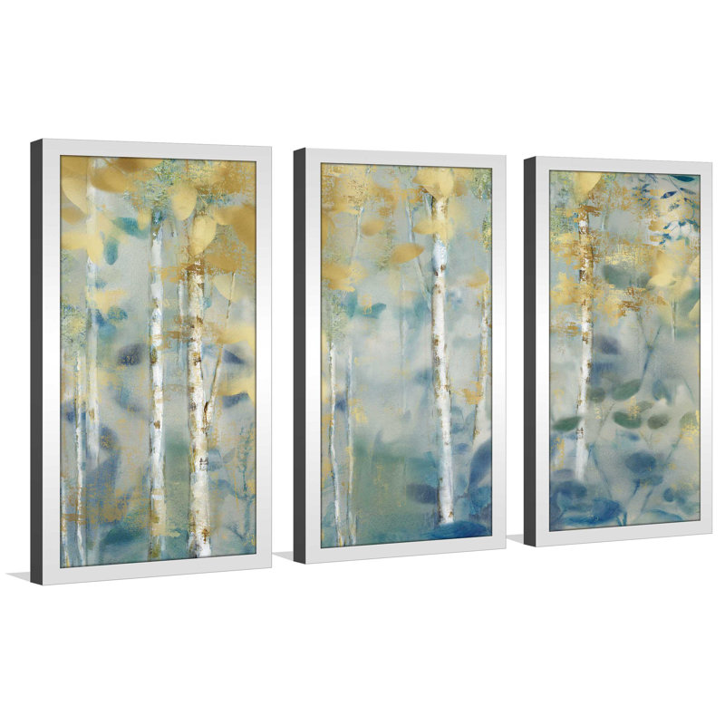Gilded Forest II by Nan - 3 Piece Single Picture Frame Multi-Piece Image, 40.5" W x 25.5" H x 1" D