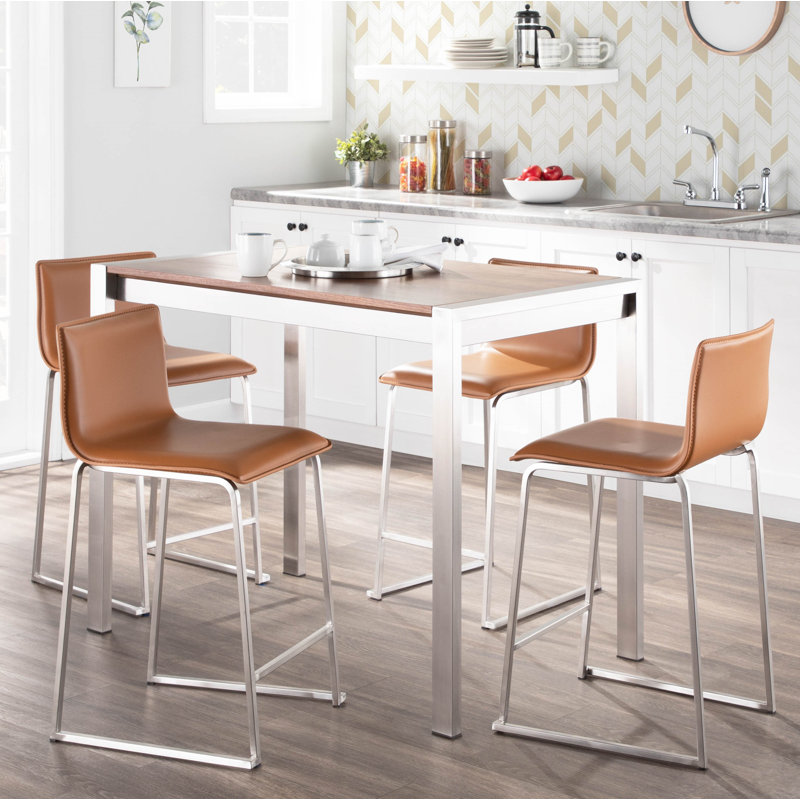 Middlebrook 26" Upholstered Counter Stools, Stainless Steel, Camel, Counter Stool (26" Seat Height)