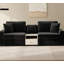 Canapé modulaire en chenille 95,7 po avec accoudoirs de rangement et console centrale pour le salon-128895609