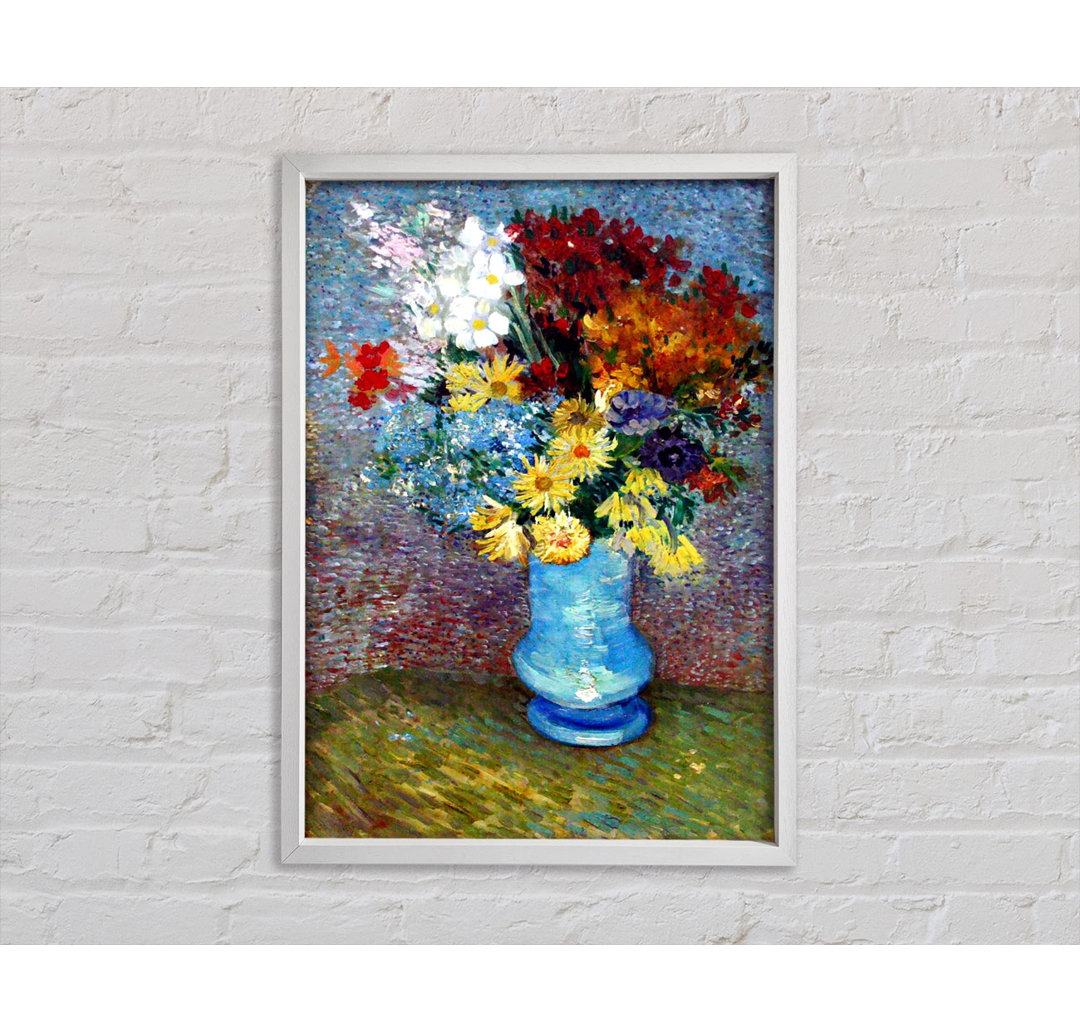 Blumen in einer blauen Vase von Vincent Van Gogh - Einzelbildrahmen Kunstdrucke auf Leinwand