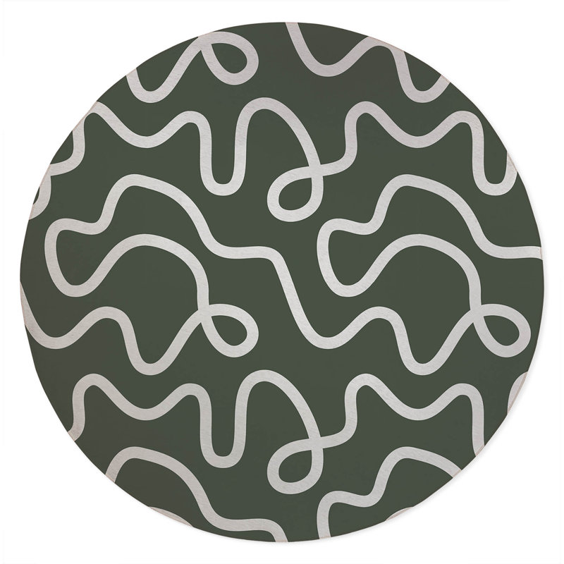 Squig Non-Slip Outdoor Rug, Round 5'