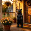 Statue d'ours noir debout en résine résistante aux intempéries, sculpture décorative pour jardin