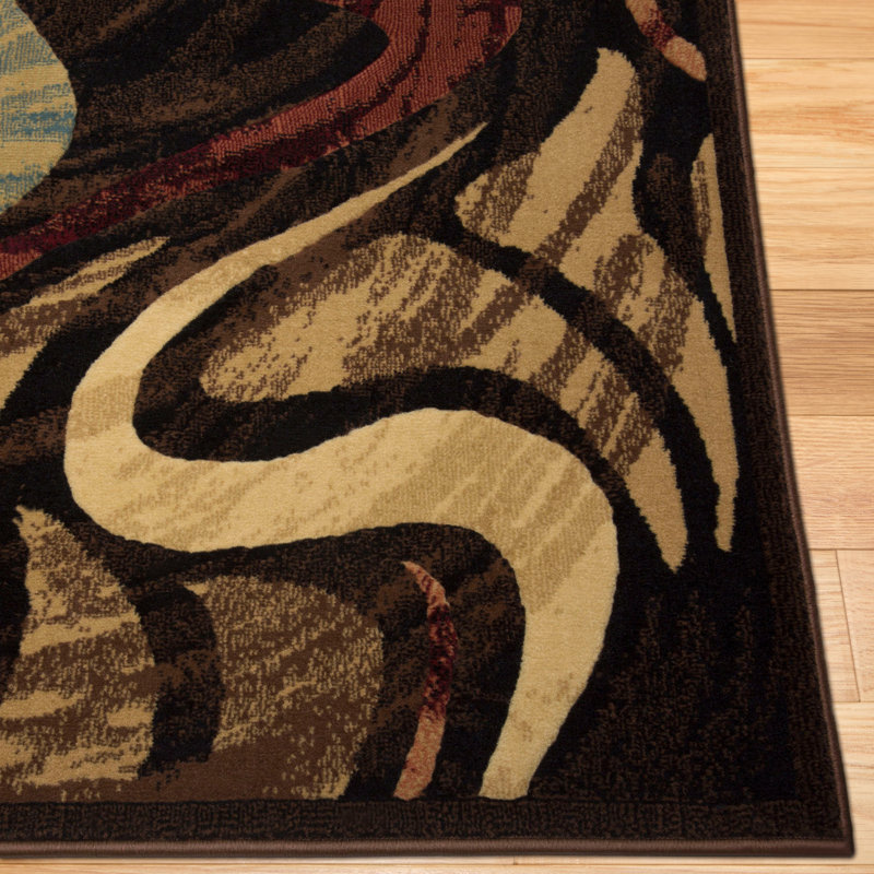 Tapis noir à motif abstrait Roclin, Rectangle 5 pi 3 po x 7 pi 2 po