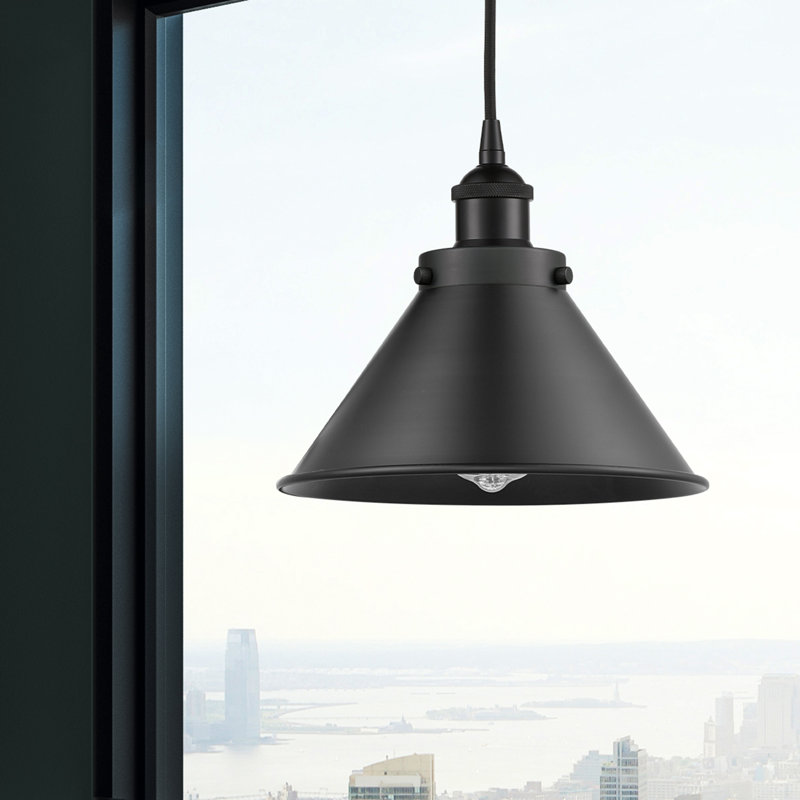 Matte Black Single Cone Pendant Light with Adjustable Cord