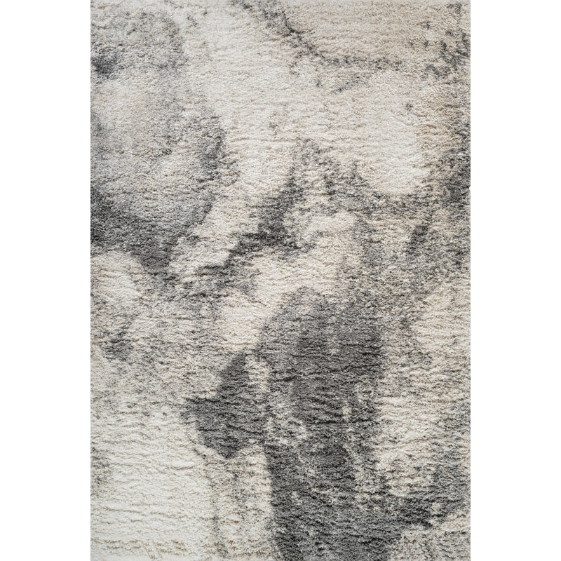 Shag Adrian Grey/Beige Rug, Rectangle 4'3" x 6'