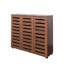 Armoire à chaussures à 5 niveaux en noyer avec tablettes réglables - Range-chaussures en bois avec portes à persiennes pour entrée, couloir, chambre à coucher