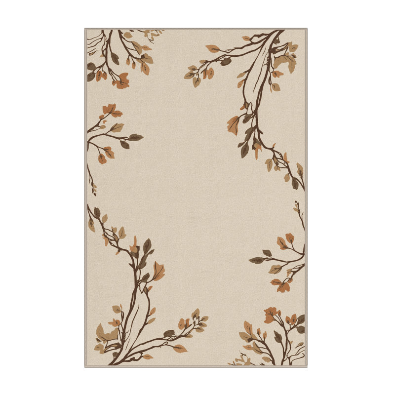 Soft Plush Escoto Thanksgiving Modern & Contemporary Abstract Area Rug in Beige – Beige Binding, 3x5