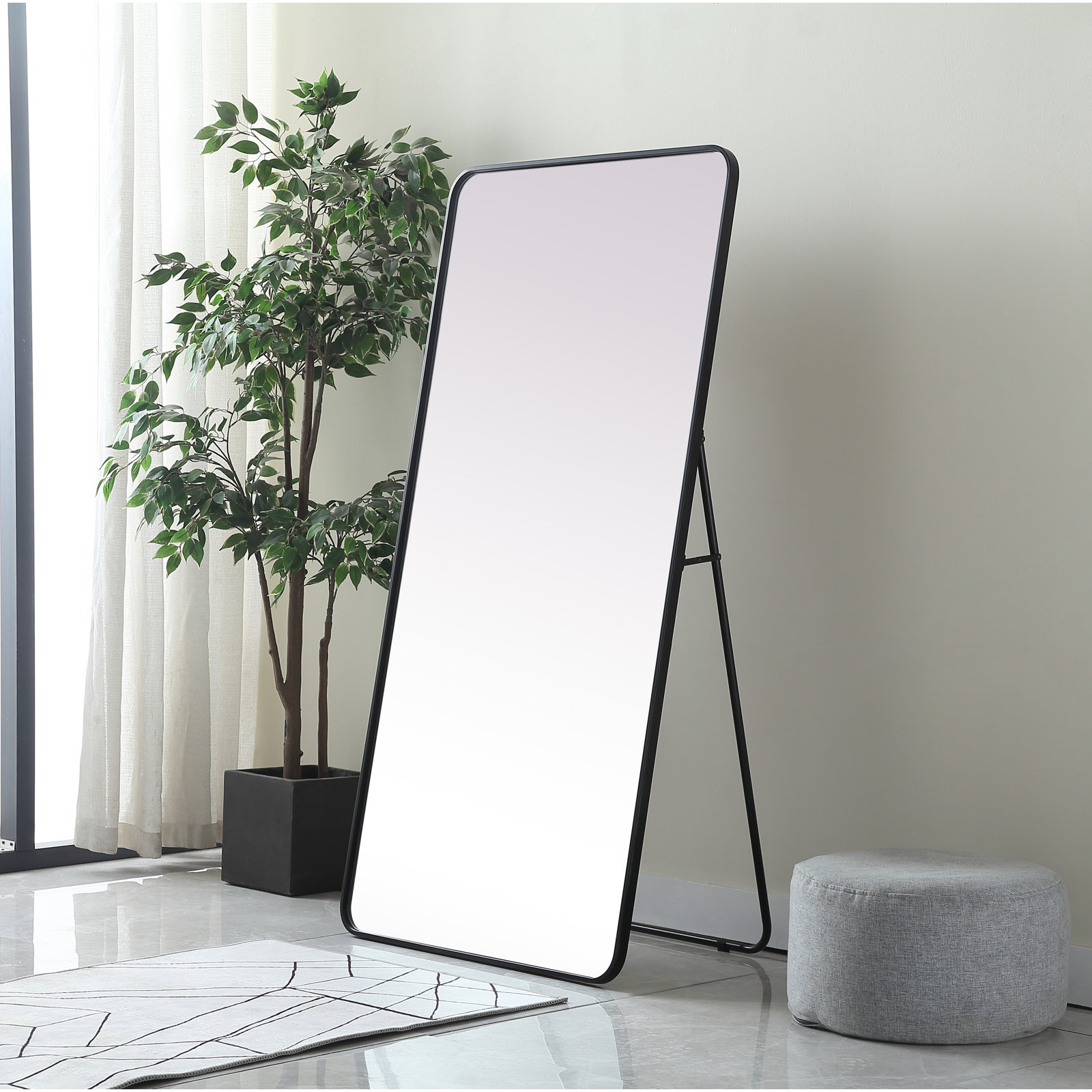 Sabine Full-Length Mirror, Black, 60" x 30"