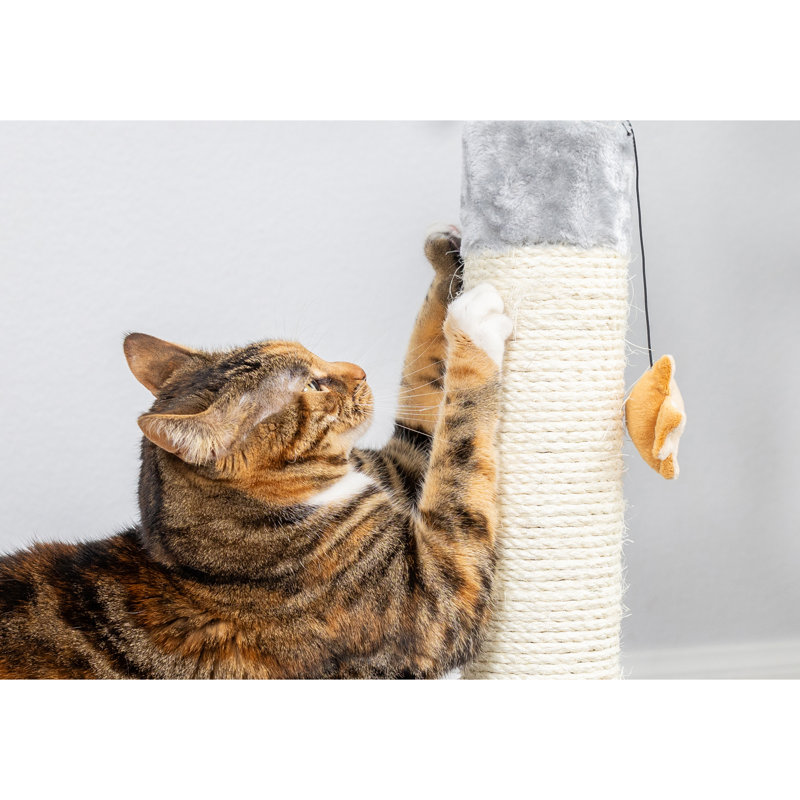19'' Gray Sisal Cat Tree with Mouse Base
