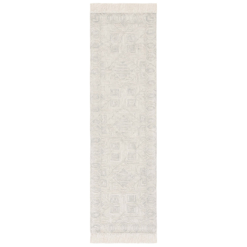 Jacie Hand Tufted Wool/Cotton Geometric Rug in Beige, Runner 2'3" x 8'