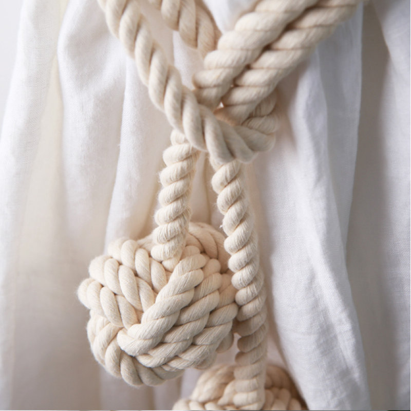 Gitane Rustic Rope Curtain Tieback with Decorative Knot (Set of 2), Beige
