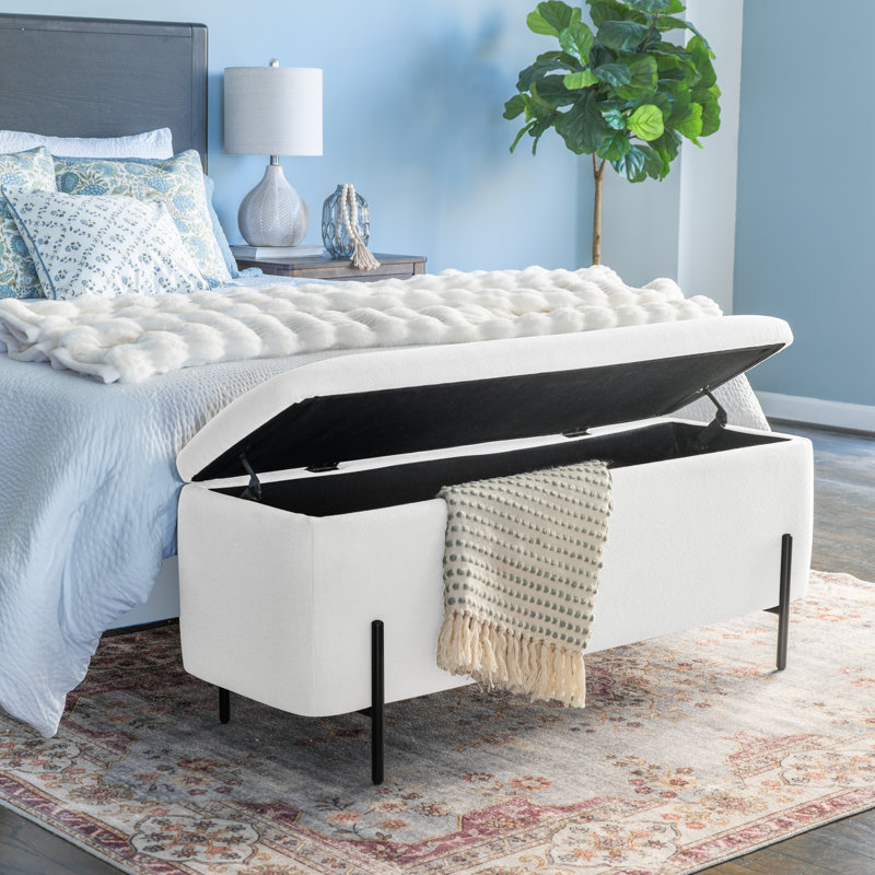 Banc de rangement rembourré MacLaren, Crème, crème