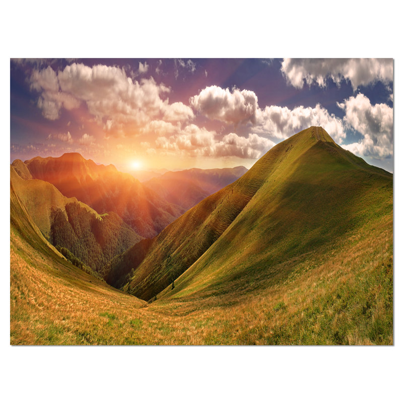 Sunrise Over Green Mountains Landscape Canvas Print, 20" x 12"