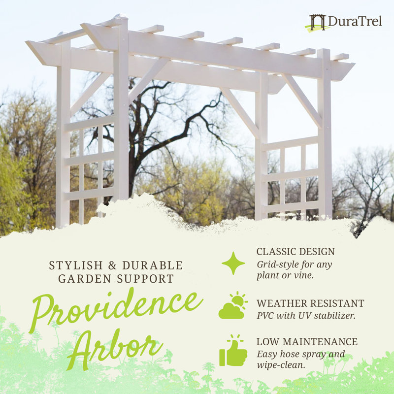 Providence 28'' W x 64'' D Polyvinyl Chloride (PVC) Arbor in White, White