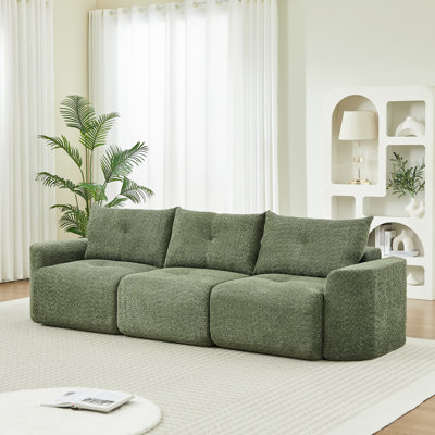 Canapés à compression, grand canapé moderne en chenille verte de 109 pouces pour la maison