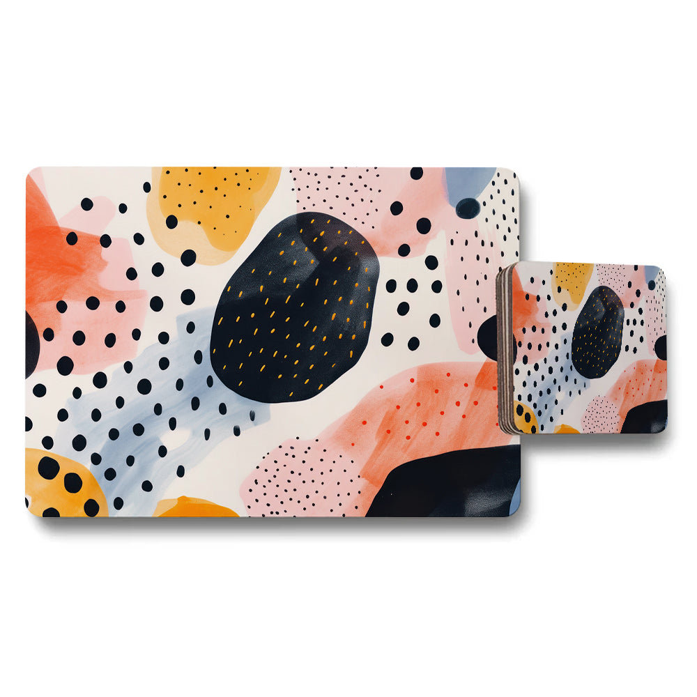 Abstract Colorful Placemats And Coaster Set For Table Decor