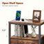 Table de chevet avec station de charge et 2 tiroirs en tissu, table de chevet avec ports et prises USB, table de bout avec tablette ouverte-122494975-129715228